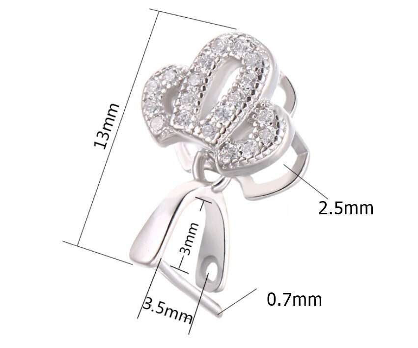 Crystals Crown Buckle Clip Pendant Setting Sterling Silver Rose Gold Fine 925 3x3.5mm For One Stone Pearl No Prongs DIY Jewelry Wholesale