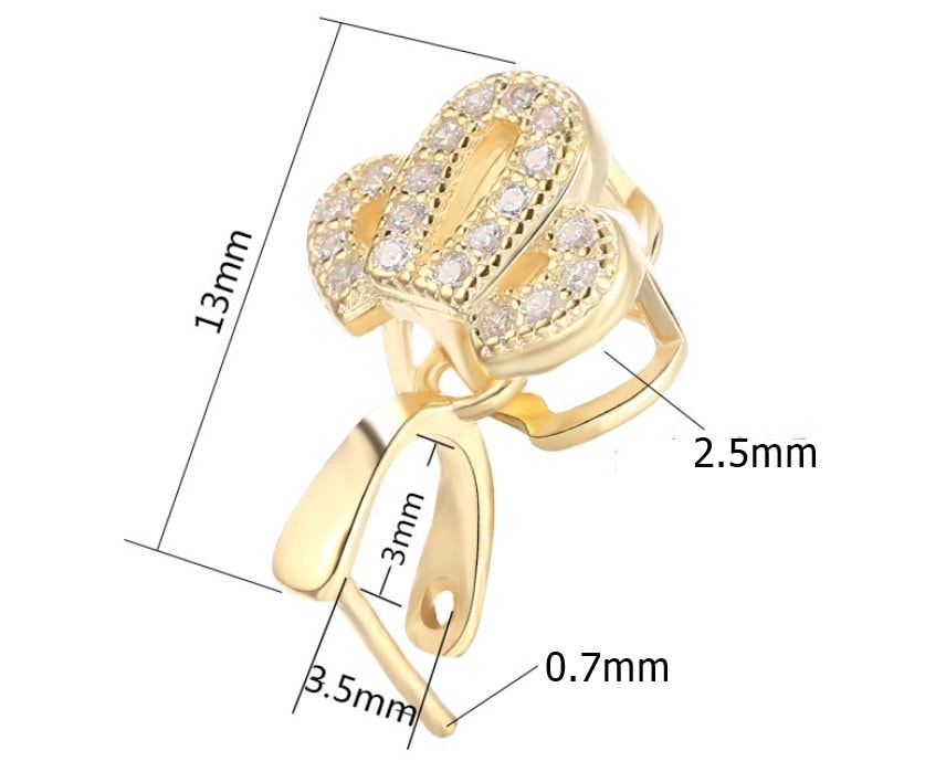 Crystals Crown Buckle Clip Pendant Setting Sterling Silver Rose Gold Fine 925 3x3.5mm For One Stone Pearl No Prongs DIY Jewelry Wholesale