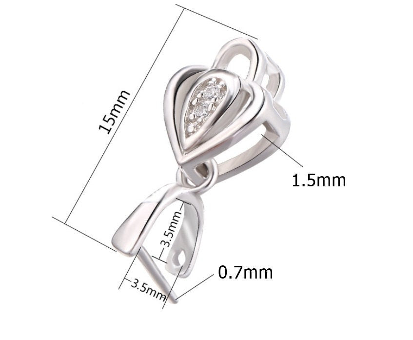 Crystals Flower Buckle Clip Pendant Sterling Silver Rose Gold No Prongs Setting Fine 925 3.5x3.5mm For One Stone Pearl DIY Jewelry Wholesale