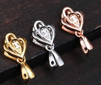 Crystals Flower Buckle Clip Pendant Sterling Silver Rose Gold No Prongs Setting Fine 925 3.5x3.5mm For One Stone Pearl DIY Jewelry Wholesale