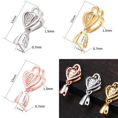 Crystals Flower Buckle Clip Pendant Sterling Silver Rose Gold No Prongs Setting Fine 925 3.5x3.5mm For One Stone Pearl DIY Jewelry Wholesale