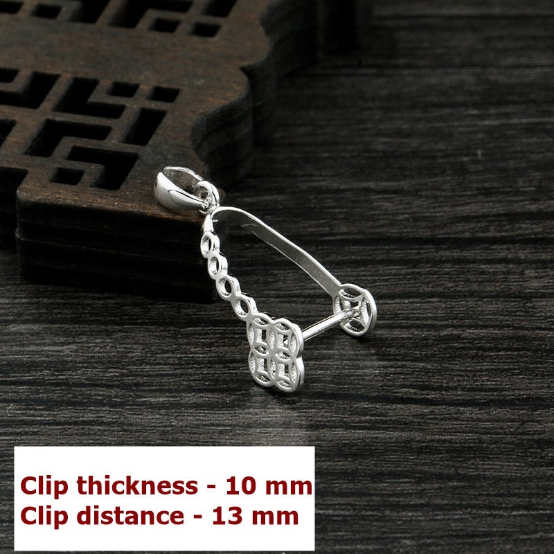 Round Buckle Clip Pendant Setting Sterling Silver Rose Gold Fine 925 10x13 mm For One Stone Gemstone Pearl No Prongs DIY Jewelry Wholesale