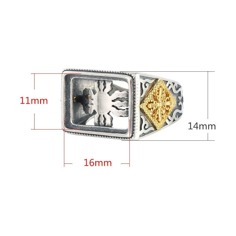 Ring Blank Setting 1pc Sterling Silver 925 Rectangle East West 18k Gold Vermeil Adjustable 11x16mm One Stone Gemstone Wholesale