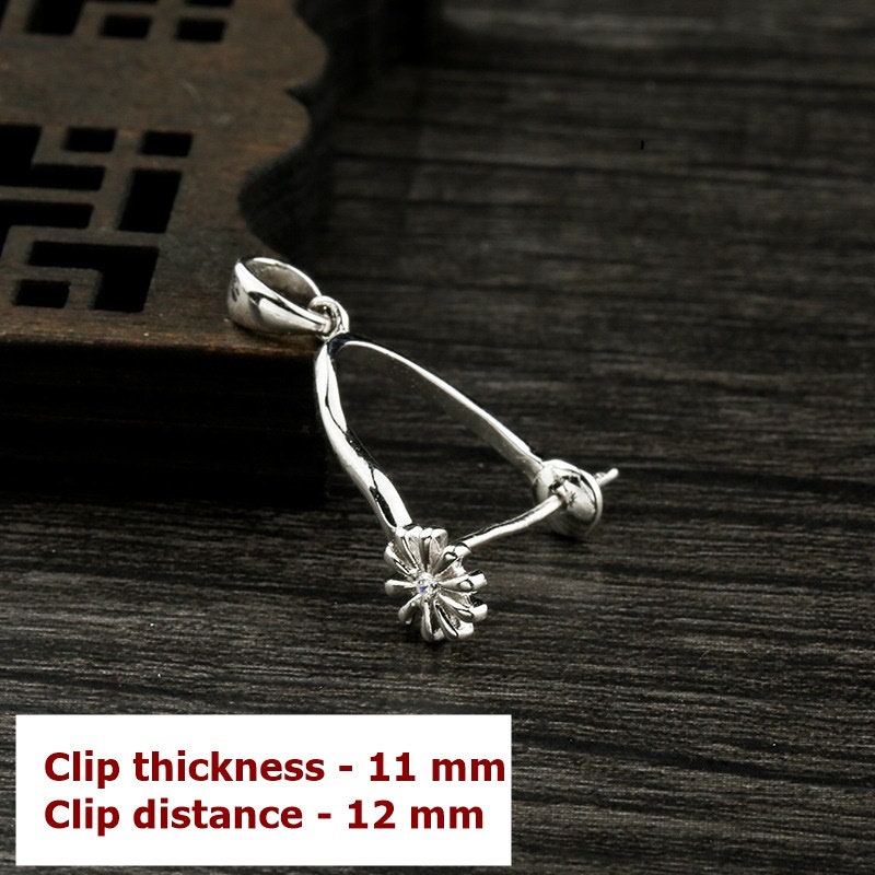 Round Buckle Clip Pendant Blank Setting Sterling Silver Rose Gold Fine 925 11x12 mm For One Stone Pearl No Prongs DIY Jewelry Wholesale