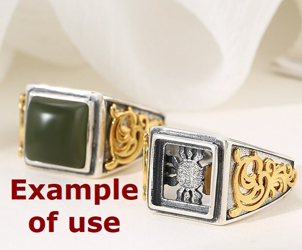 Ring Blank Setting 1pc Sterling Silver 925 Vintage Square 18k Gold Vermeil Adjustable No Prongs Fine 10x10mm One Stone Gemstone DIY