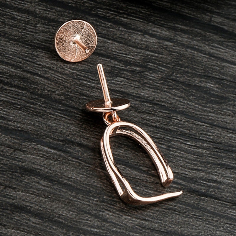 Round Buckle Clip Pendant Setting Sterling Silver Rose Gold Fine 925 7x10mm For One Stone Gemstone Pearl No Prongs DIY Jewelry Wholesale