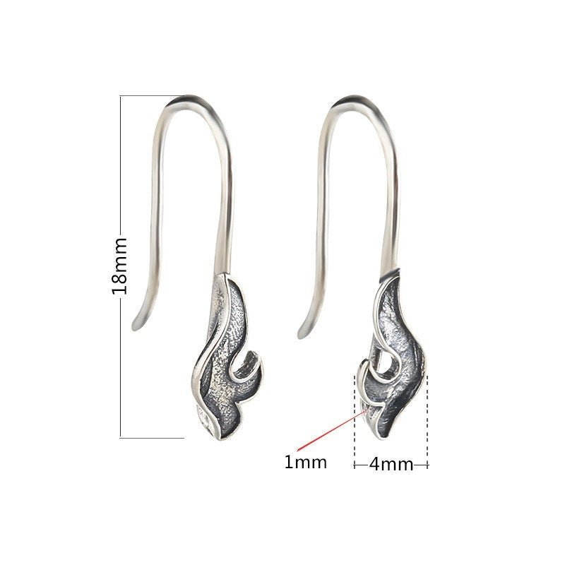 Leaf Clip Earrings Hook Setting Base Sterling Silver Rose Gold Fine 925 4x18 mm For One Stone Gemstone Pearl No Prongs DIY Jewelry Wholesale