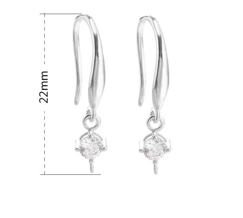 Zircon Flowers Clip Earrings Hook Setting Base Sterling Silver Rose White Gold Fine 925 22 mm For One Pearl No Prongs DIY Jewelry Wholesale