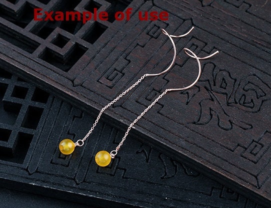 Wave Chain Pin Cup Earrings Hook Setting Tray Bulk Sterling Silver Gold Fine 925 6-10 mm For One Pearl Bead No Prongs DIY Jewelry Wholesale