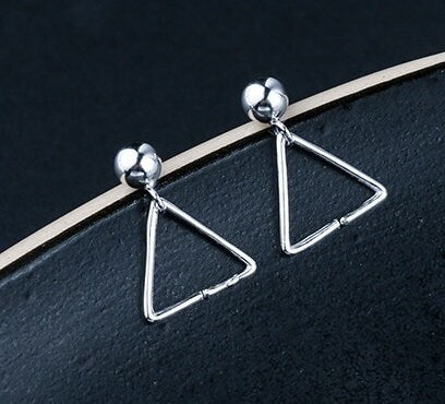 Triangle Clip Buckle Earrings Stud Setting Sterling Silver Gold Bezel Fine 925 6-8 mm For One Pearl Bead No Prongs DIY Jewelry Wholesale