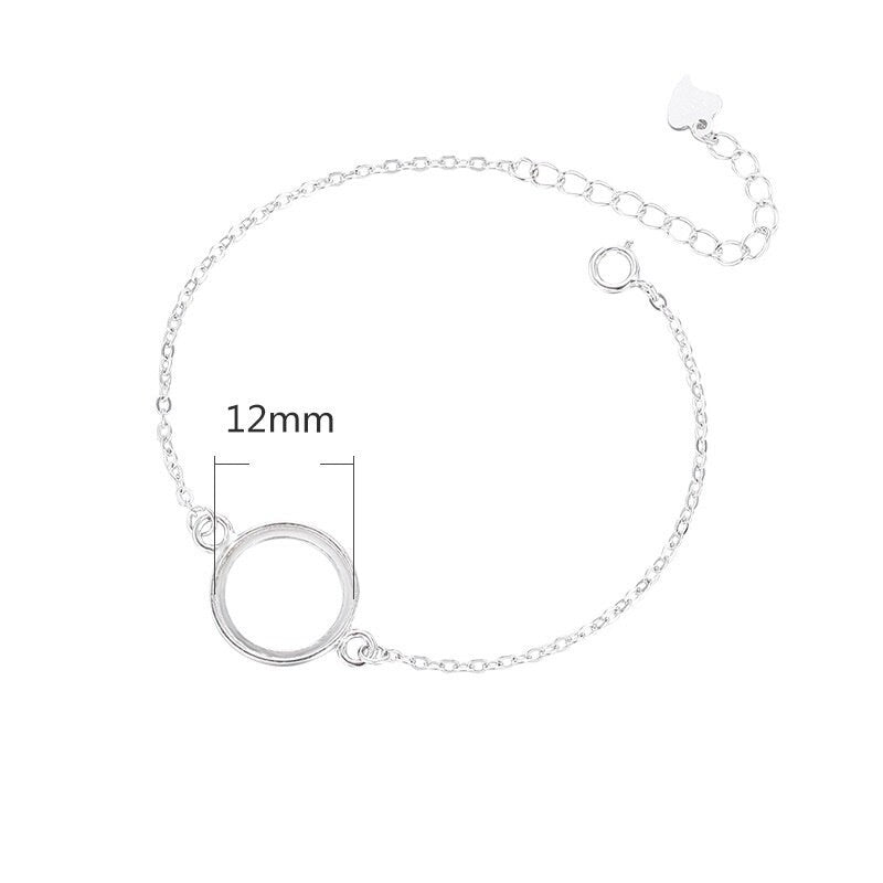 Round Base Chain Bangle Mount Bracelet Setting Sterling Silver Fine 925 8-15.5 mm For One Stone Gemstone No Prongs DIY Jewelry Wholesale