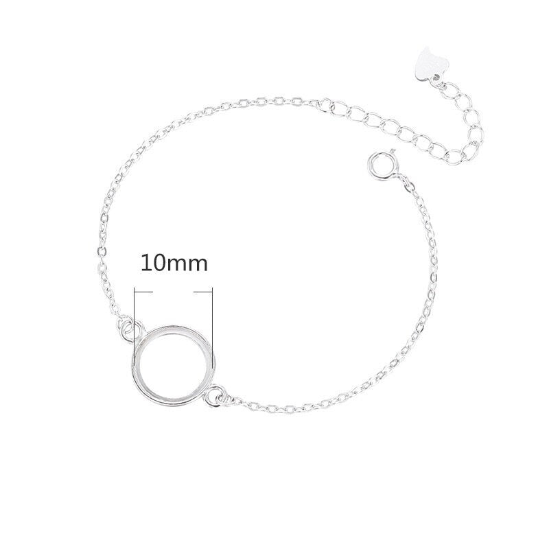 Round Base Chain Bangle Mount Bracelet Setting Sterling Silver Fine 925 8-15.5 mm For One Stone Gemstone No Prongs DIY Jewelry Wholesale