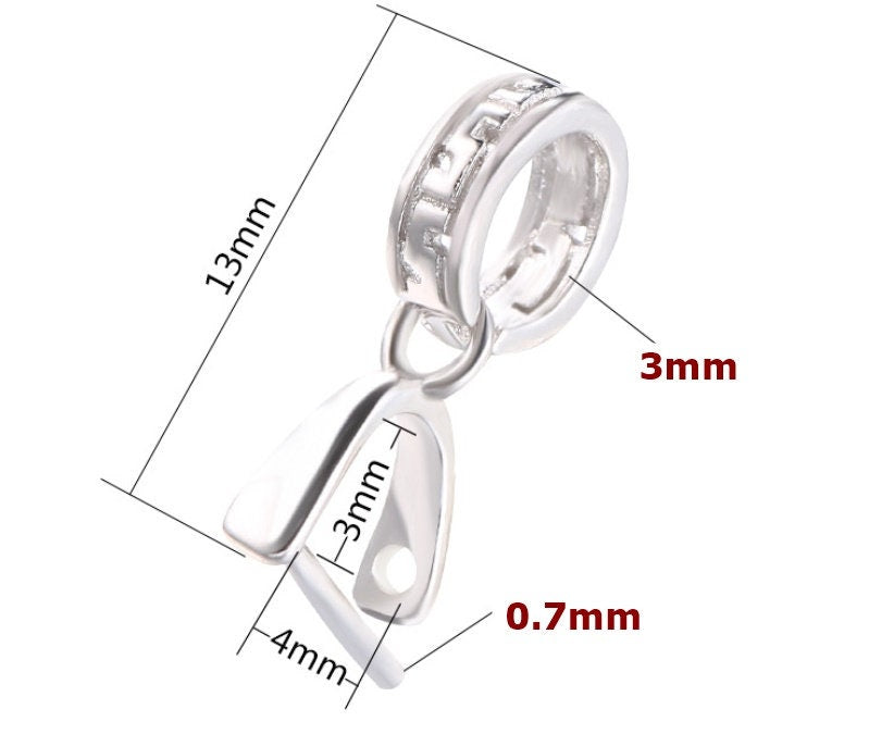 Round Pattern Buckle Clip Pendant Setting Sterling Silver Rose Gold Fine 925 3x4 mm For One Stone Pearl No Prongs DIY Jewelry Wholesale