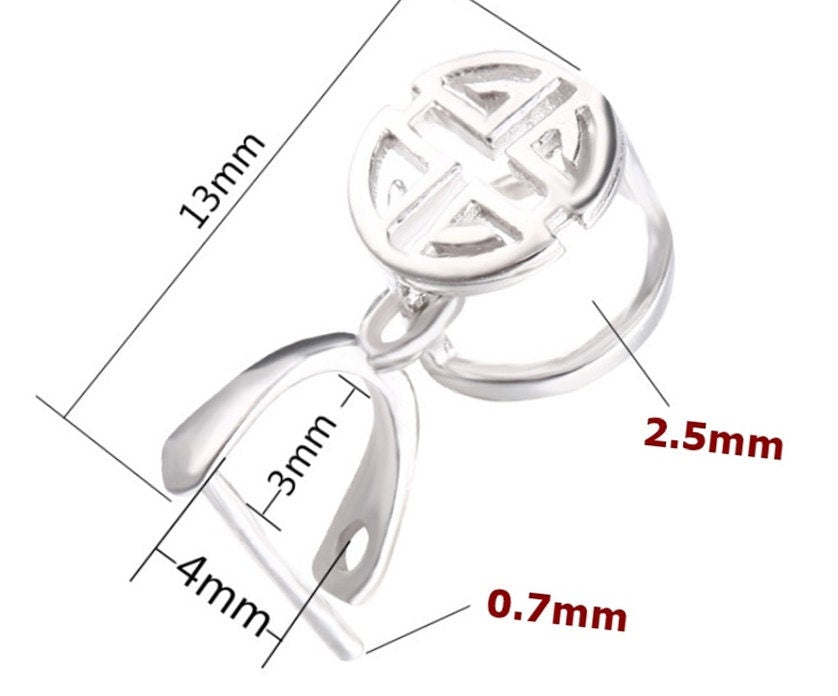 Sterling Silver Round Pattern Buckle Clip Pendant Setting Tray Rose Gold Fine 925 3x4 mm For One Stone Pearl No Prongs DIY Jewelry Wholesale