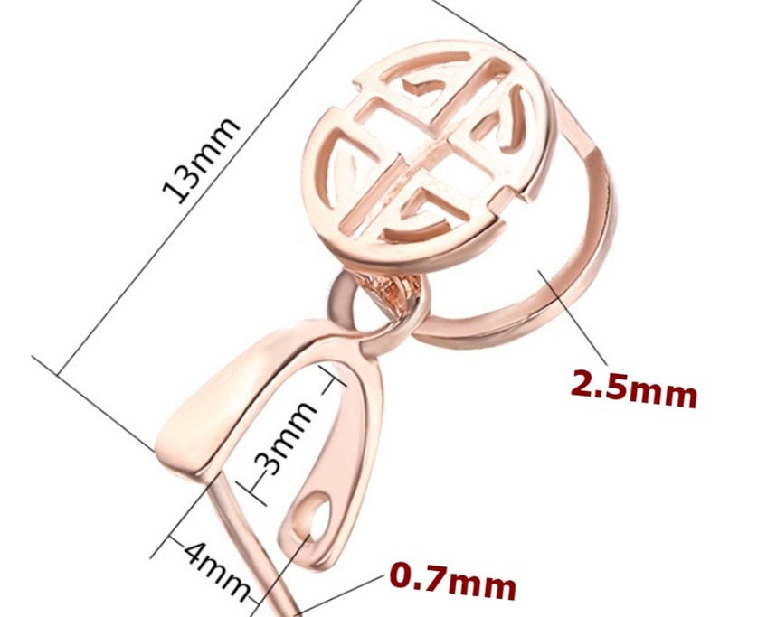 Sterling Silver Round Pattern Buckle Clip Pendant Setting Tray Rose Gold Fine 925 3x4 mm For One Stone Pearl No Prongs DIY Jewelry Wholesale