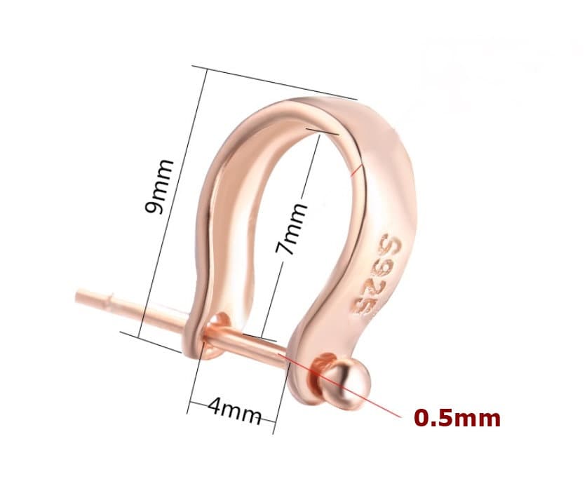 Horseshoe Buckle Clip Pendant Setting Bezel Sterling Silver Rose Gold Fine 925 4x7 mm For One Stone Pearl No Prongs DIY Jewelry Wholesale