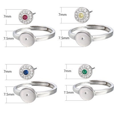 Ring Blank Setting 1pc Sterling Silver 925 Round Pin 18k Rose Gold Vermeil Adjustable 7.5mm One Stone Gemstone No Prongs Wholesale