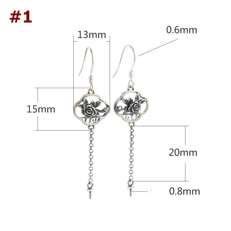 Flower Leaf Pattern Cup Pin Earrings Hook Setting Sterling Silver Gold Fine 925 13x15 mm For One Pearl Bead No Prongs DIY Jewelry Wholesale