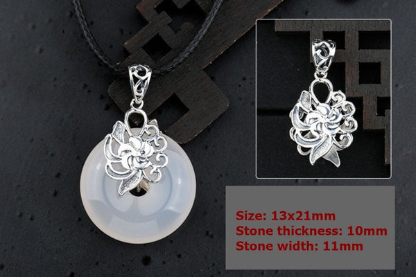 Flower Buckle Clip Pendant Setting Fine Vintage Sterling Silver 925 13x21 mm For One Stone Gemstone Pearl No Prongs DIY Jewelry Wholesale