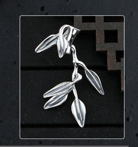 Sterling Silver Vintage Leaf Buckle Clip Pendant No Prongs Setting Fine 925 21 35 mm For One Stone Gemstone Pearl DIY Jewelry Wholesale