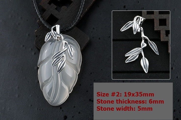 Sterling Silver Vintage Leaf Buckle Clip Pendant No Prongs Setting Fine 925 21 35 mm For One Stone Gemstone Pearl DIY Jewelry Wholesale