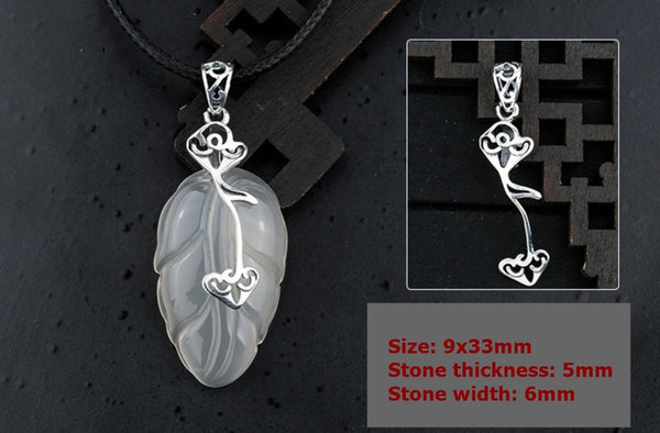 Flower Buckle Clip Pendant Blank Setting Sterling Silver Vintage Fine 925 9x33 mm For One Gemstone Pearl No Prongs DIY Jewelry Wholesale