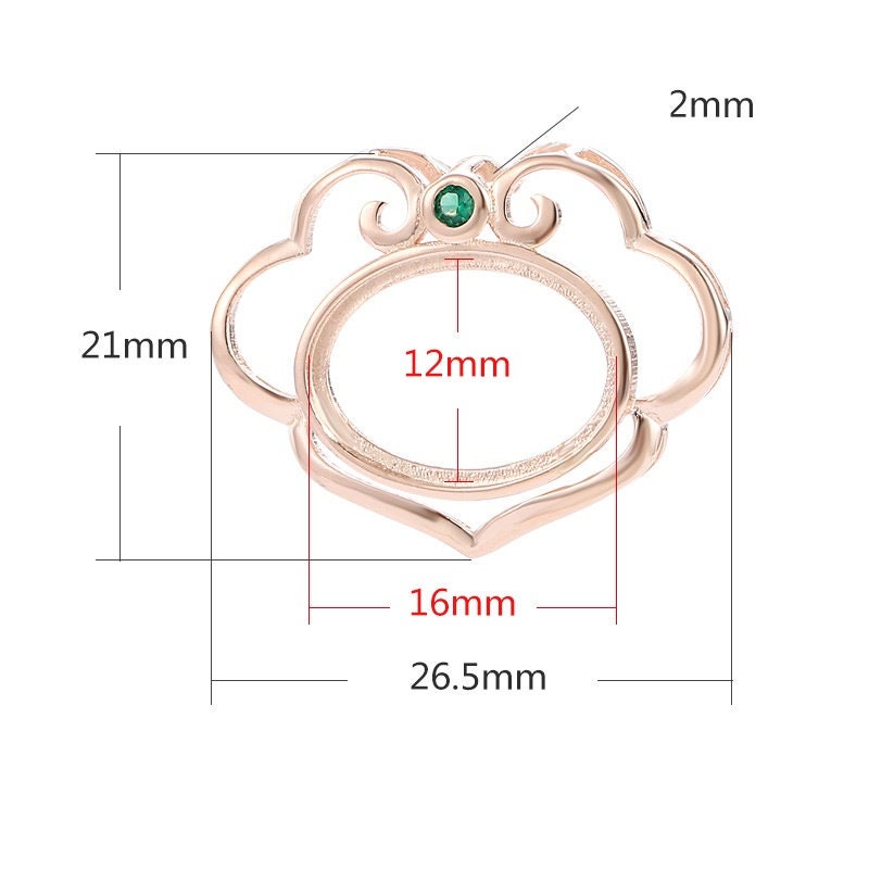 Vintage Oval Base Pendant Blank Setting Sterling Silver Rose Gold Fine 925 8-16mm For One Stone Gemstone Four Prongs DIY Jewelry Wholesale