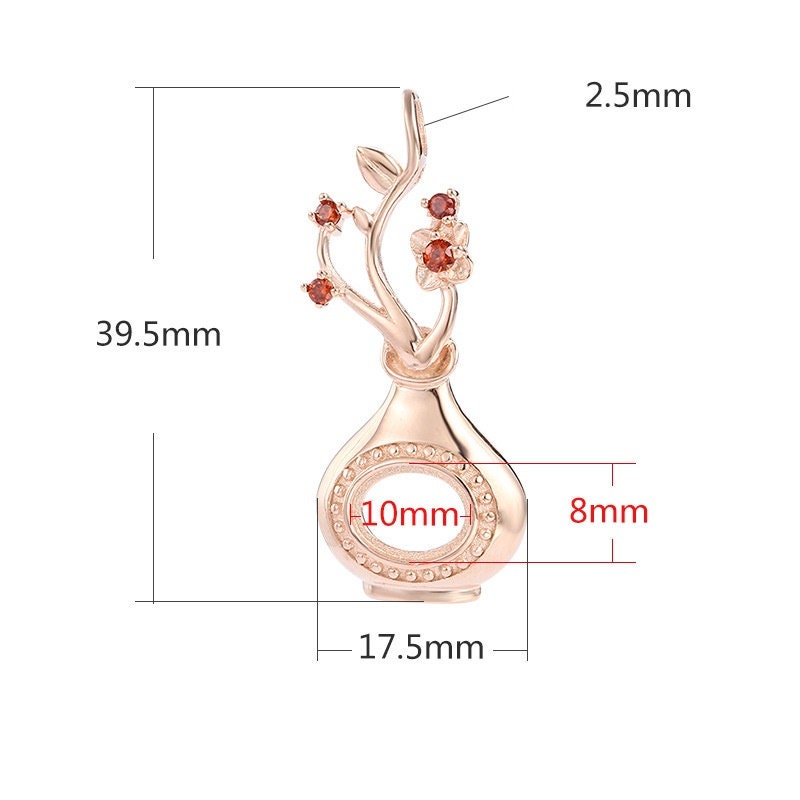 Crystals Vase Flower Oval Base Pendant Blank Setting Sterling Silver Rose Gold Fine 925 6-10mm For One Stone No Prongs DIY Jewelry Wholesale