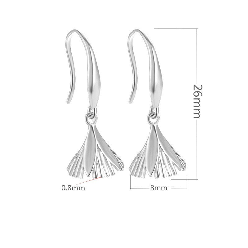 Flower Leaf Cup Base Earrings Hook Setting Tray Sterling Silver White Gold Fine 925 8 mm For One Pearl Bead No Prongs DIY Jewelry Wholesale