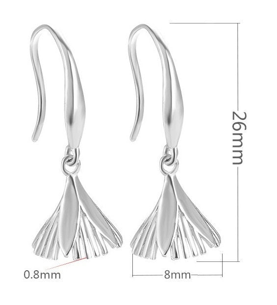 Flower Leaf Cup Base Earrings Hook Setting Tray Sterling Silver White Gold Fine 925 8 mm For One Pearl Bead No Prongs DIY Jewelry Wholesale