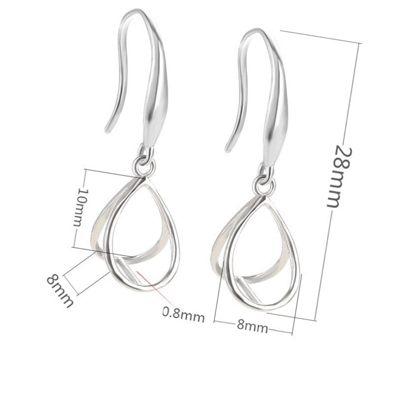 Teardrop Clip Base Earrings Hook Setting Sterling Silver White Gold Fine 925 8x10 mm For One Pearl Bead No Prongs DIY Jewelry Wholesale