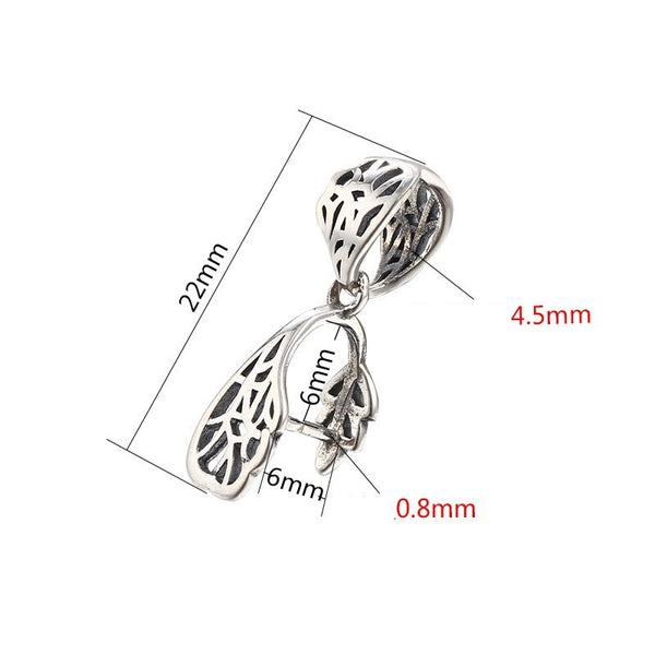 Vintage Leaf Buckle Clip Pendant Setting Sterling Silver Antique Fine 925 6x6 mm For One Stone Gemstone No Prongs DIY Jewelry Wholesale