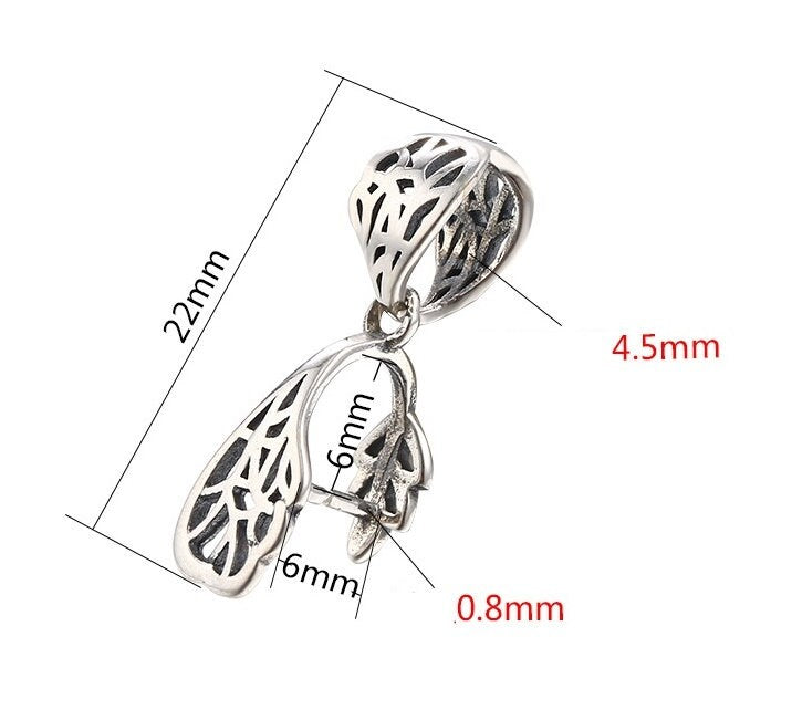 Vintage Leaf Buckle Clip Pendant Setting Sterling Silver Antique Fine 925 6x6 mm For One Stone Gemstone No Prongs DIY Jewelry Wholesale