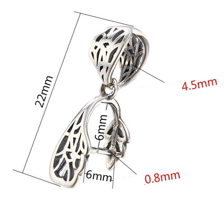 Vintage Leaf Buckle Clip Pendant Setting Sterling Silver Antique Fine 925 6x6 mm For One Stone Gemstone No Prongs DIY Jewelry Wholesale