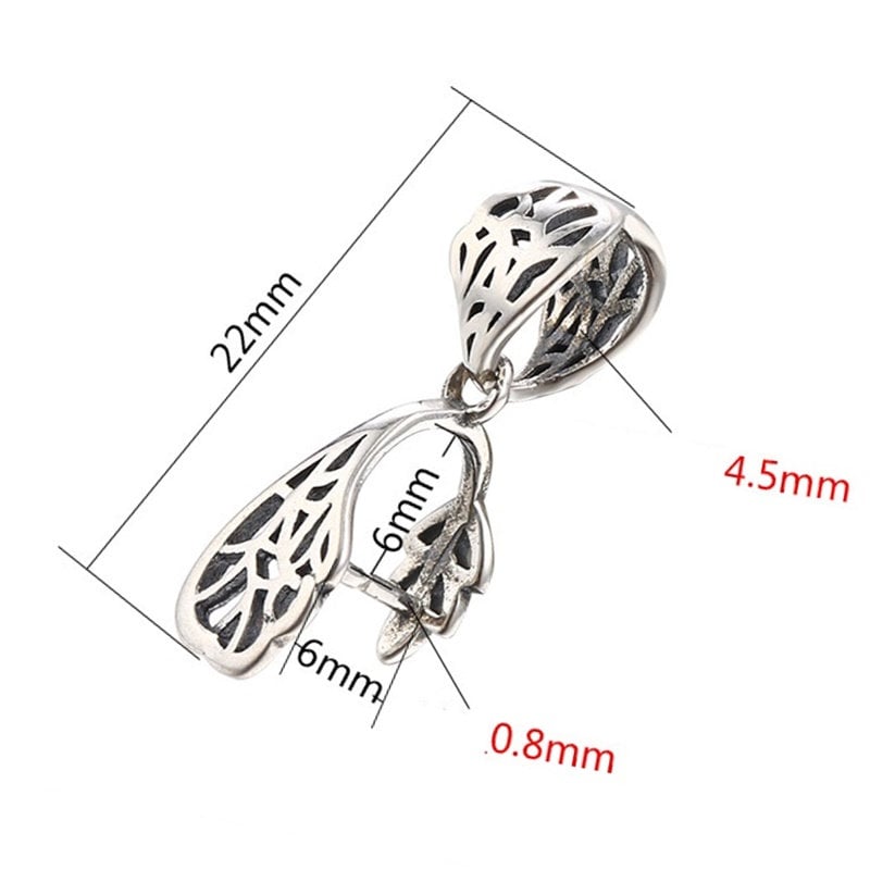 Vintage Leaf Buckle Clip Pendant Setting Sterling Silver Antique Fine 925 6x6 mm For One Stone Gemstone No Prongs DIY Jewelry Wholesale