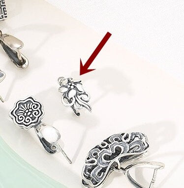 Vintage Flower Buckle Clip Pendant Setting Sterling Silver Antique Fine 925 6x6 mm For One Stone Gemstone No Prongs DIY Jewelry Wholesale