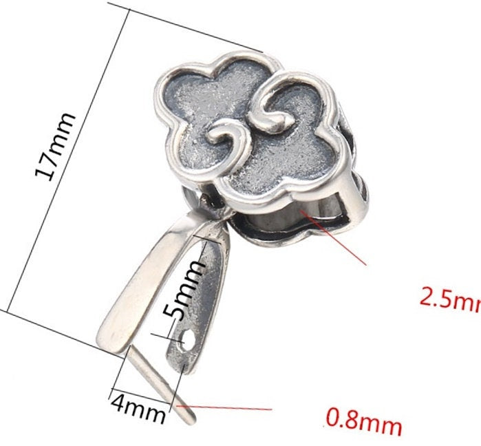 Vintage Cloud Buckle Clip Pendant Setting Sterling Silver Antique Fine 925 4x5mm For One Stone Gemstone No Prongs DIY Jewelry Wholesale