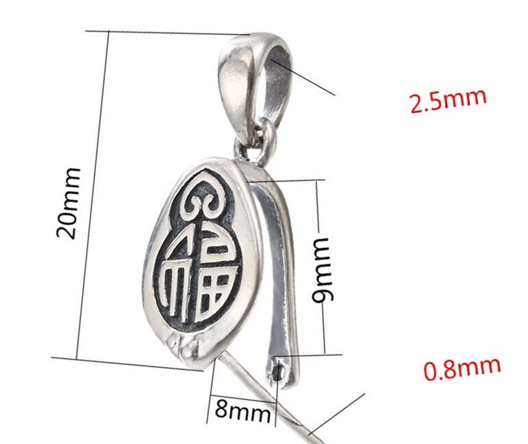 Vintage Oval Buckle Clip Pendant Setting Sterling Silver Antique Fine 925 8x9 mm For One Stone Gemstone No Prongs DIY Jewelry Wholesale