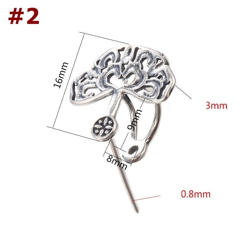 Vintage Love Tree Buckle Clip Pendant Setting Wholesale Sterling Silver Antique Fine 925 8x5.5mm 8x9mm For One Stone No Prongs DIY Jewelry