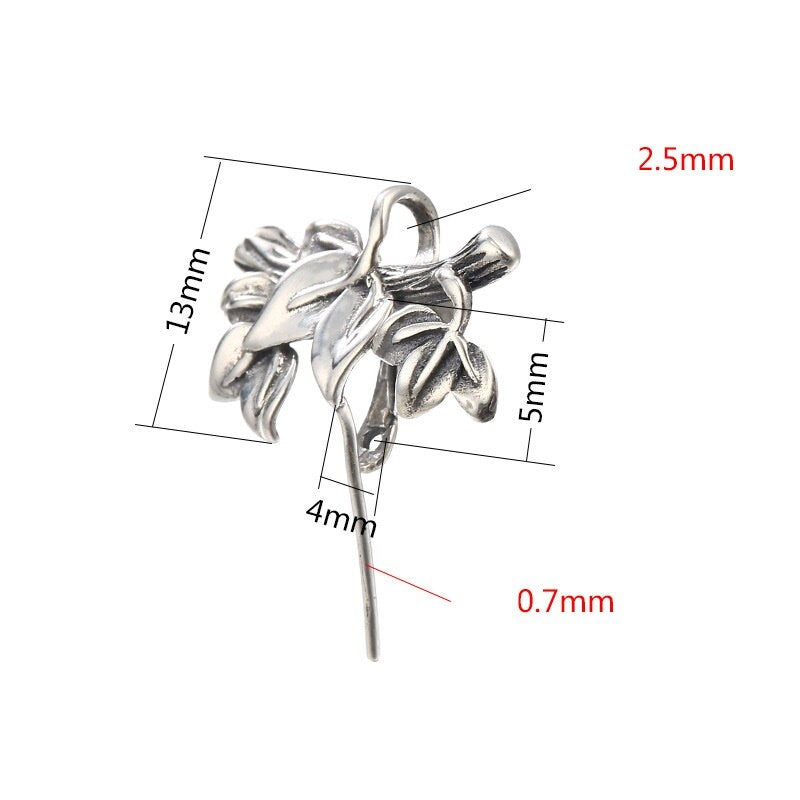 Vintage Flower Buckle Clip Pendant Setting Wholesale Sterling Silver Antique Fine 925 4x5 mm For One Stone Gemstone No Prongs DIY Jewelry