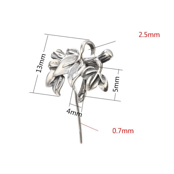 Vintage Flower Buckle Clip Pendant Setting Wholesale Sterling Silver Antique Fine 925 4x5 mm For One Stone Gemstone No Prongs DIY Jewelry