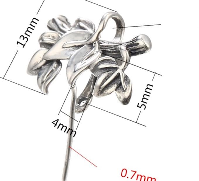 Vintage Flower Buckle Clip Pendant Setting Wholesale Sterling Silver Antique Fine 925 4x5 mm For One Stone Gemstone No Prongs DIY Jewelry