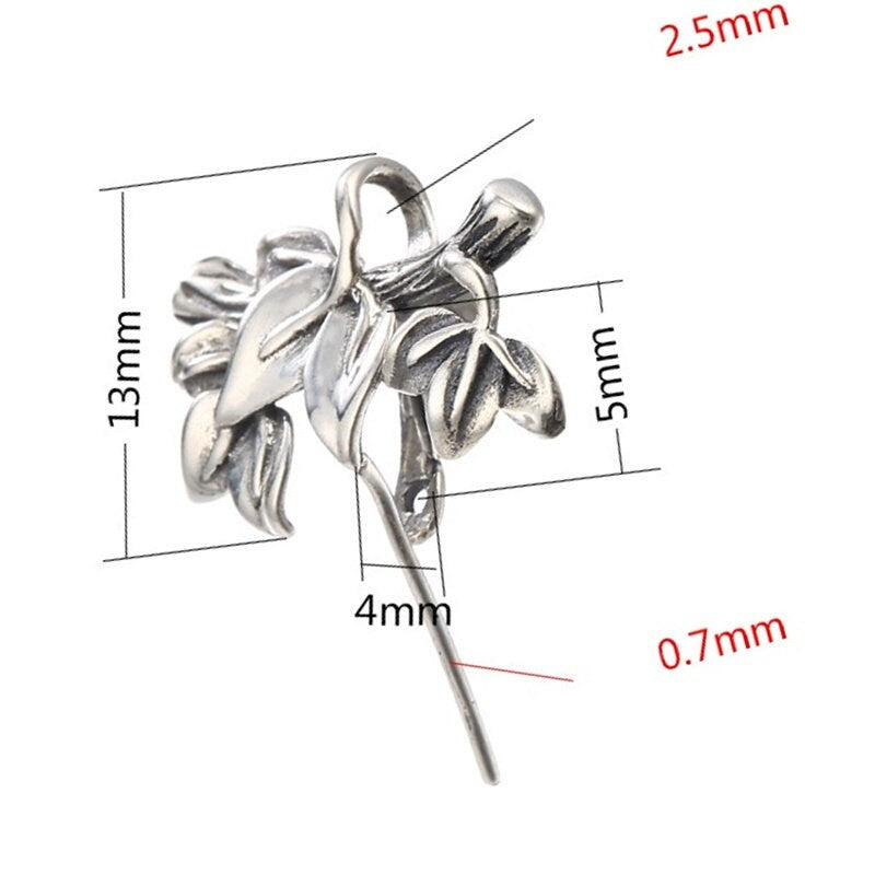 Vintage Flower Buckle Clip Pendant Setting Wholesale Sterling Silver Antique Fine 925 4x5 mm For One Stone Gemstone No Prongs DIY Jewelry