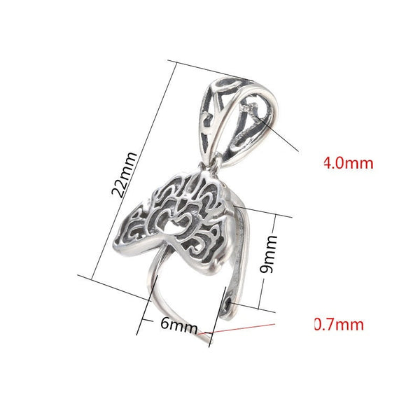 Vintage Flower Buckle Clip Pendant Setting Sterling Silver Antique Fine 925 6x9 mm For One Stone Gemstone No Prongs DIY Jewelry Wholesale