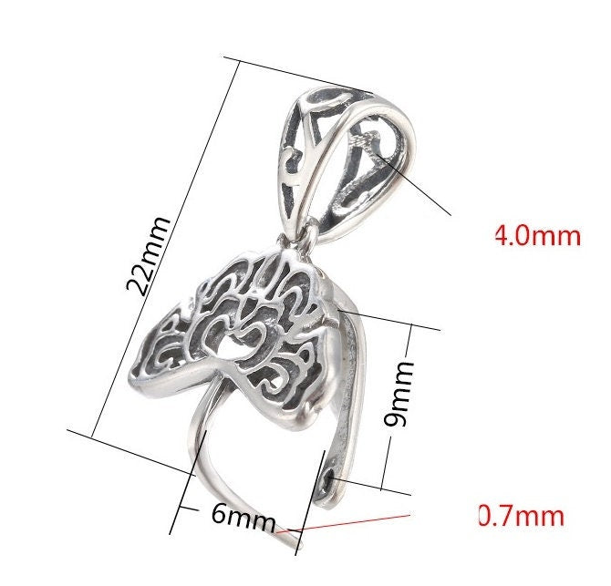 Vintage Flower Buckle Clip Pendant Setting Sterling Silver Antique Fine 925 6x9 mm For One Stone Gemstone No Prongs DIY Jewelry Wholesale