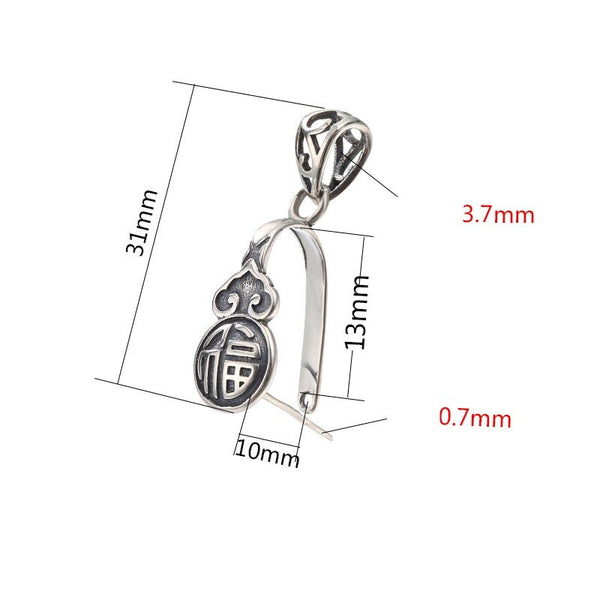 Ethnic Pattern Buckle Clip Pendant Setting Sterling Silver Antique Fine 925 10x13 mm For One Stone Gemstone No Prongs DIY Jewelry Wholesale