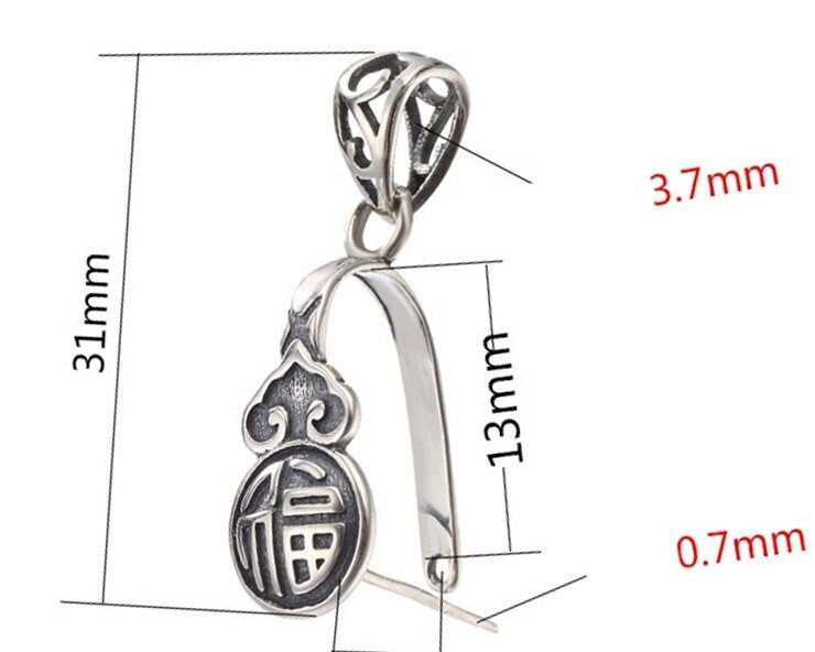 Ethnic Pattern Buckle Clip Pendant Setting Sterling Silver Antique Fine 925 10x13 mm For One Stone Gemstone No Prongs DIY Jewelry Wholesale