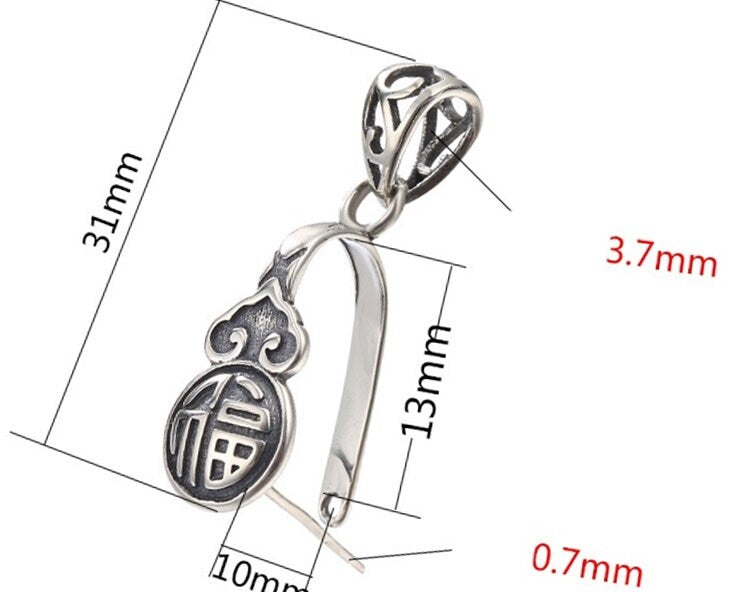 Ethnic Pattern Buckle Clip Pendant Setting Sterling Silver Antique Fine 925 10x13 mm For One Stone Gemstone No Prongs DIY Jewelry Wholesale