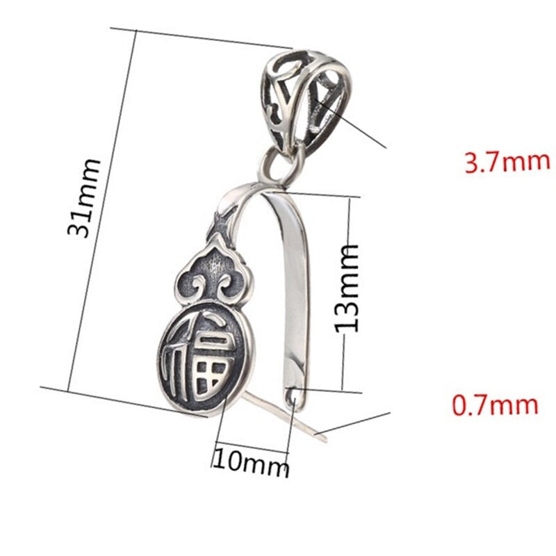 Ethnic Pattern Buckle Clip Pendant Setting Sterling Silver Antique Fine 925 10x13 mm For One Stone Gemstone No Prongs DIY Jewelry Wholesale