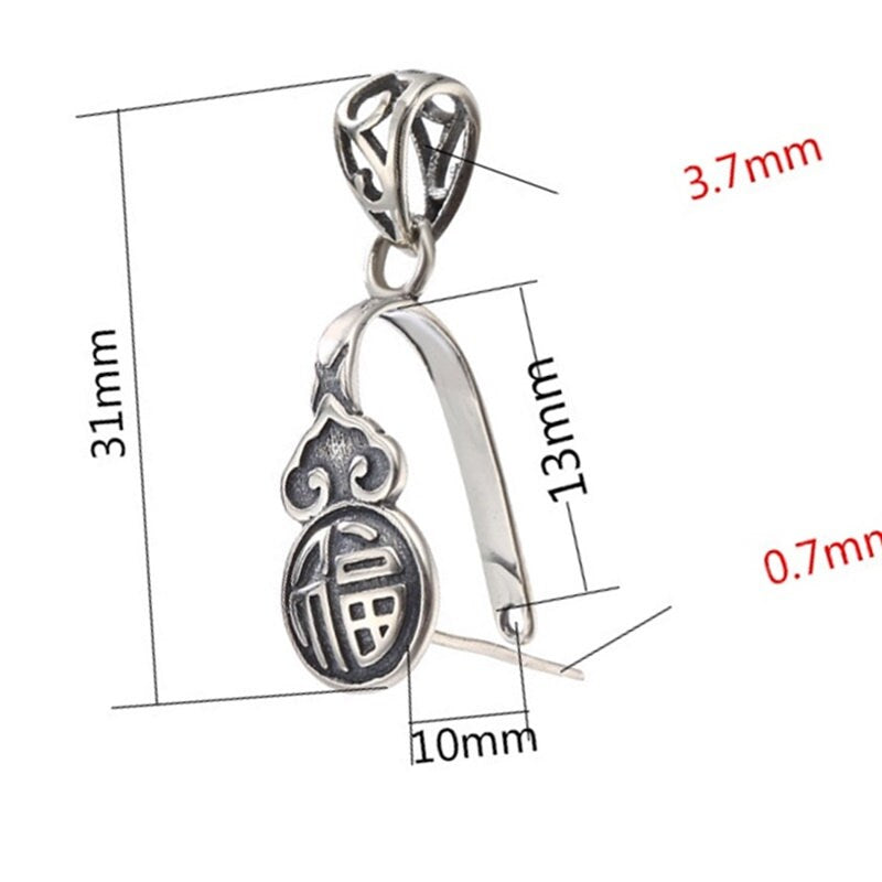 Ethnic Pattern Buckle Clip Pendant Setting Sterling Silver Antique Fine 925 10x13 mm For One Stone Gemstone No Prongs DIY Jewelry Wholesale